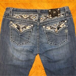 Miss Me Jeans Signature Boot Cut 34 Flap Pocket Rhinestones Western Cowgirl Chic